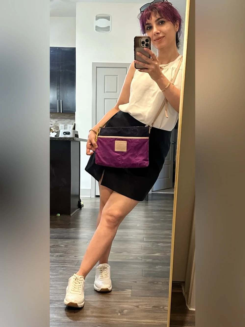 Coach Purple and Navy Signature Crossbody with Yellow Accent 💜💙